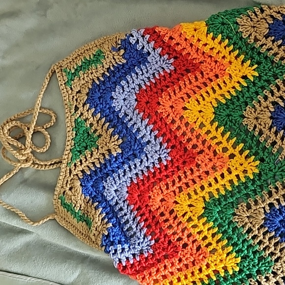 Multi color crochet halter with Fringe - Picture 5 of 5